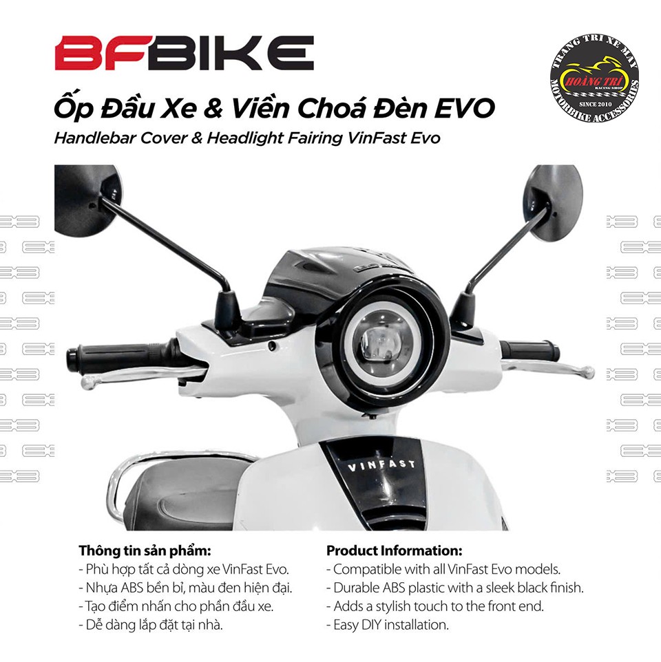 Combo ốp đầu và viền đèn pha xe máy điện Vinfast EVO
