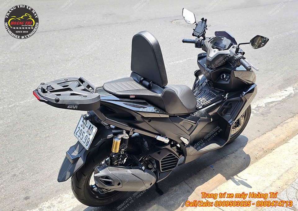 Yên độ 2 tầng Yamaha NVX kiểu Indo có đệm tựa lưng bật gấp