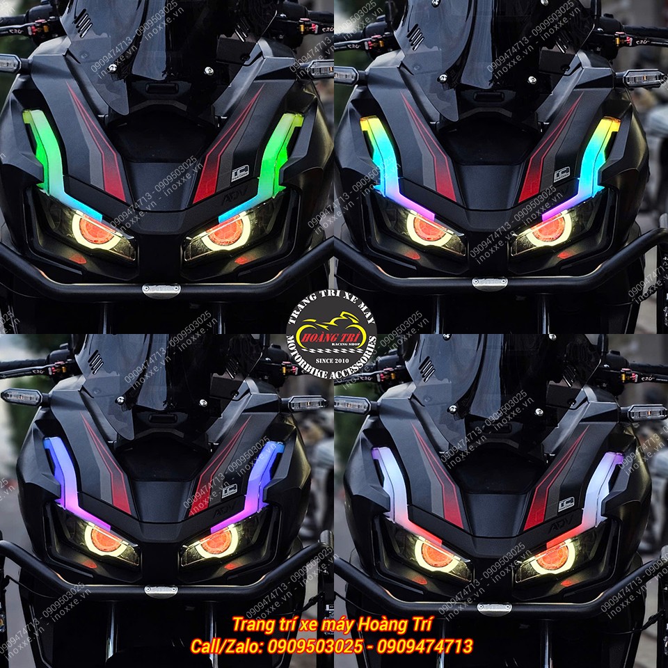 Cụm đèn bi cầu Shark Power cho xe ADV 150/ADV 160 tích hợp Led Audi chỉnh màu