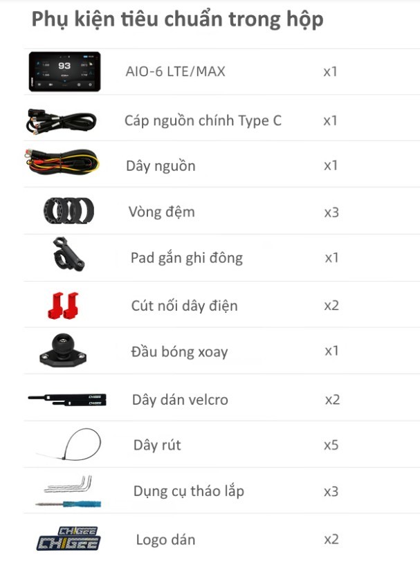 Màn hình dẫn đường, camera hành trình Chigee AIO-6