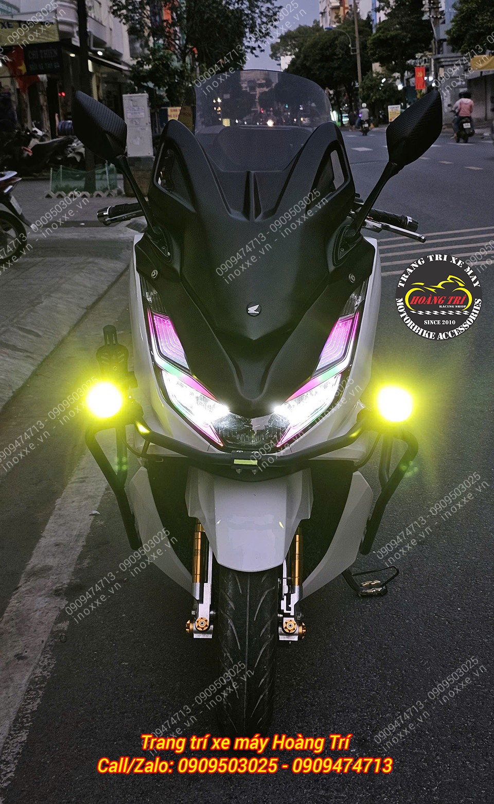 Độ đèn Led Audi PCX 160 điều khiển bằng điện thoại
