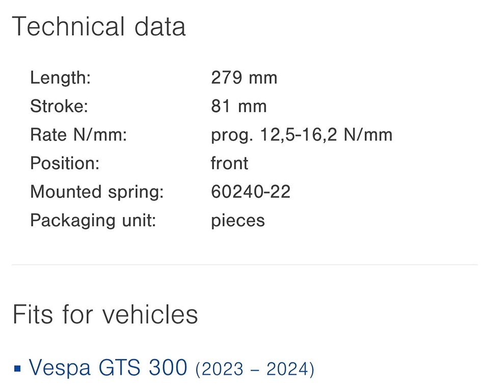 Phuộc Ohlins Vespa GTS/GTV 2023-2025