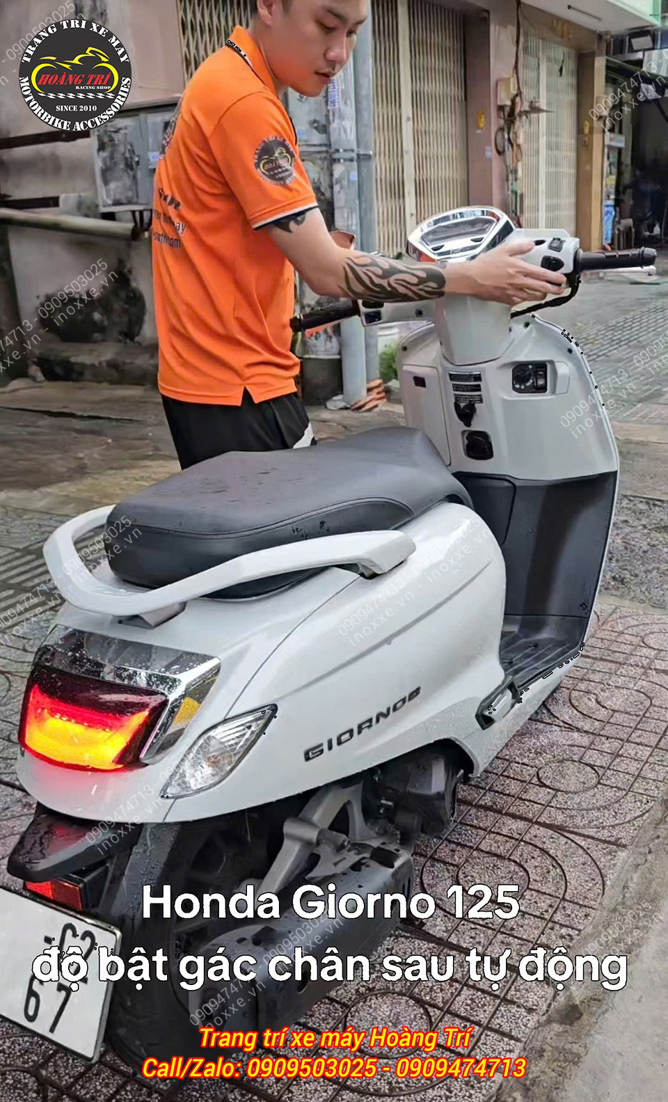 Độ bật gác chân sau tự động cho xe Honda Giorno Thái Lan