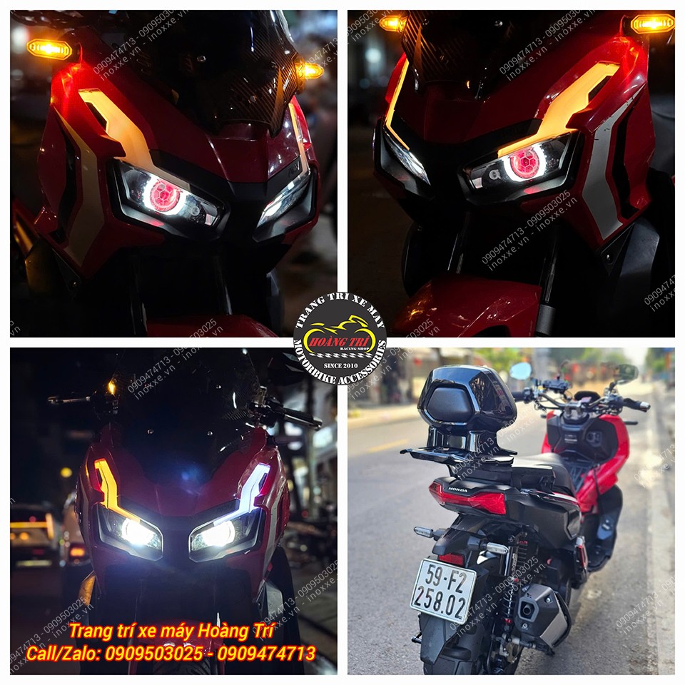 Cụm đèn bi cầu Shark Power cho xe ADV 150/ADV 160 tích hợp Led Audi chỉnh màu