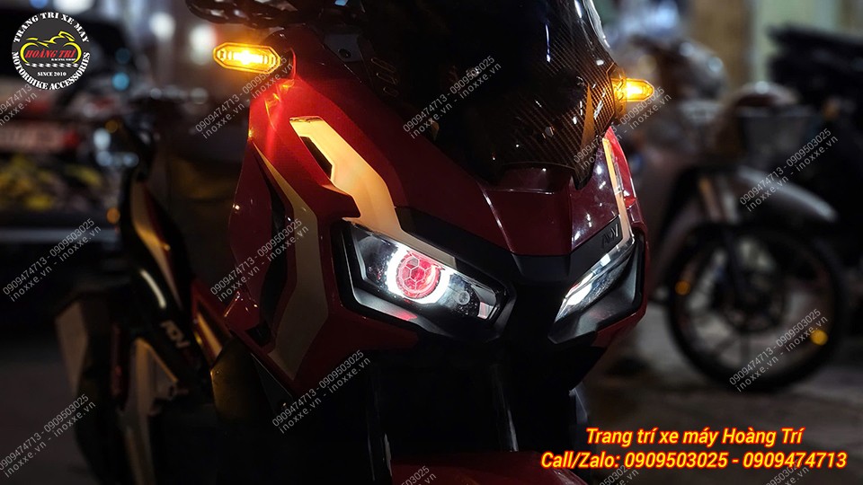 Cụm đèn bi cầu Shark Power cho xe ADV 150/ADV 160 tích hợp Led Audi chỉnh màu