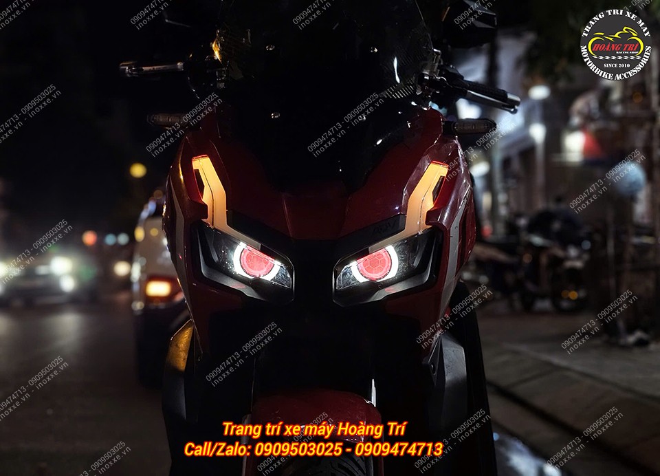 Cụm đèn bi cầu Shark Power cho xe ADV 150/ADV 160 tích hợp Led Audi chỉnh màu