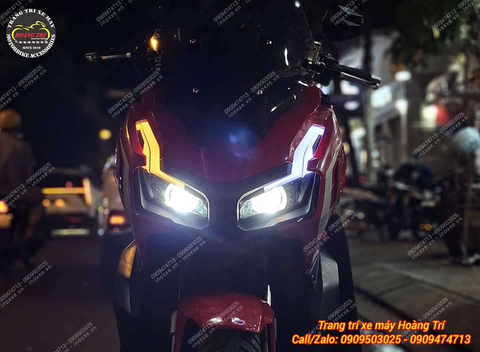 Cụm đèn bi cầu Shark Power cho xe ADV 150/ADV 160 tích hợp Led Audi chỉnh màu