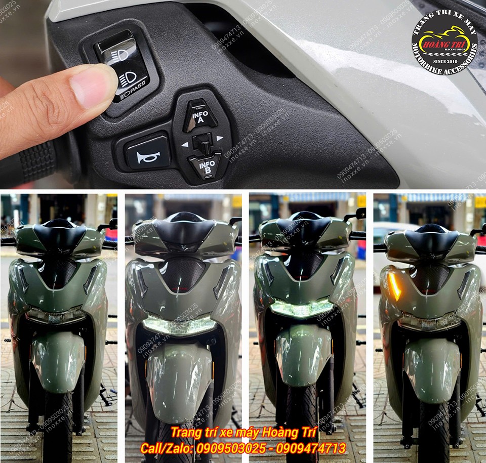 Mạch tắt mở đèn SH 350 tích hợp công tắc passing nhấn giữ 3 giây