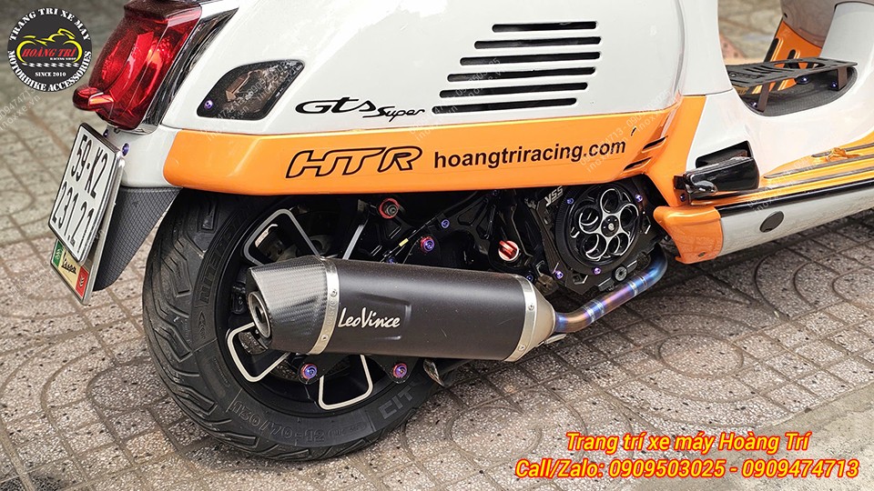 Full set Pô Nero/LV ONE EVO dành cho xe GTS chính hãng Leovince (Cổ pô titanium)