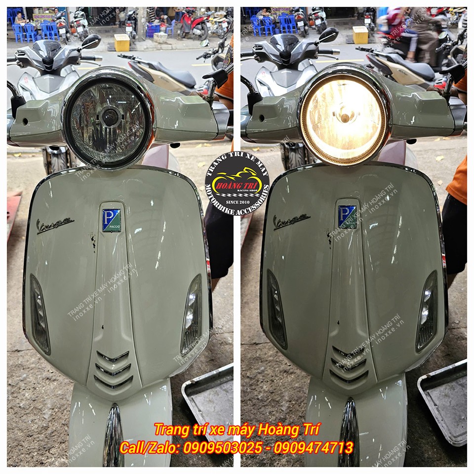 Vespa Primavera đèn tròn độ thành Vespa Sprint đèn vuông