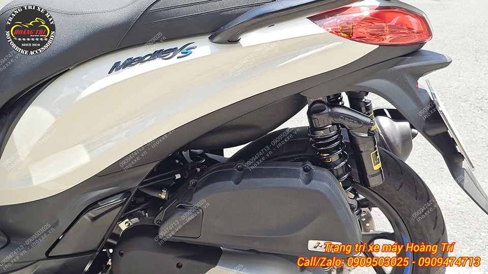 Phuộc bình dầu Racing Boy VD ti vàng lắp cho xe Piaggio MedLey