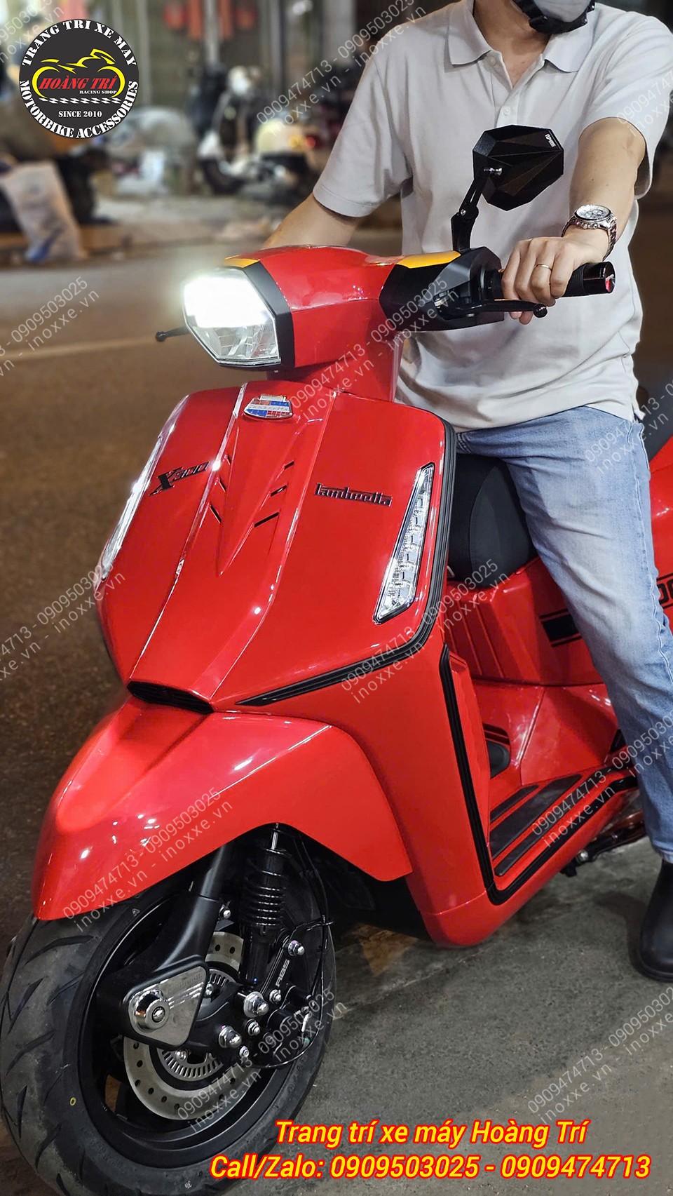 Độ bật gác chân sau tự động cho xe Lambretta