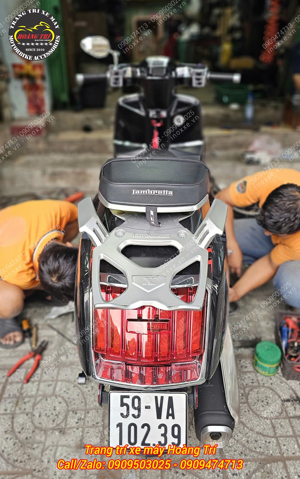 Độ bật gác chân sau tự động cho xe Lambretta