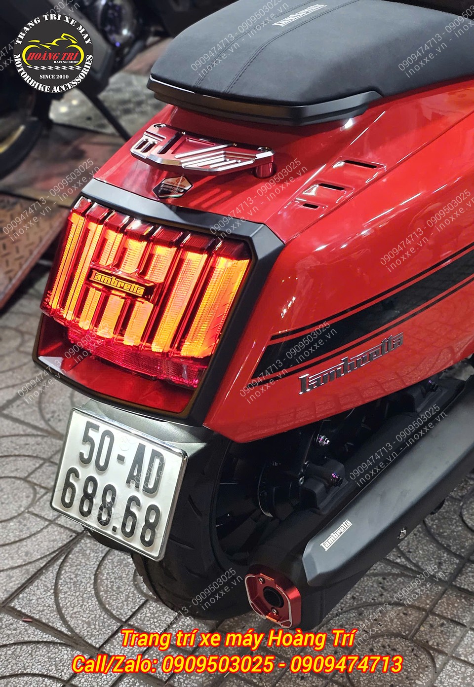 Độ bật gác chân sau tự động cho xe Lambretta