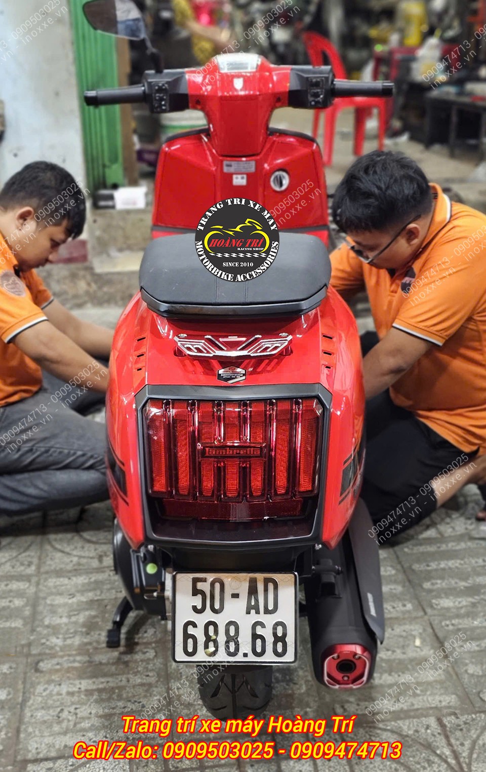 Độ bật gác chân sau tự động cho xe Lambretta