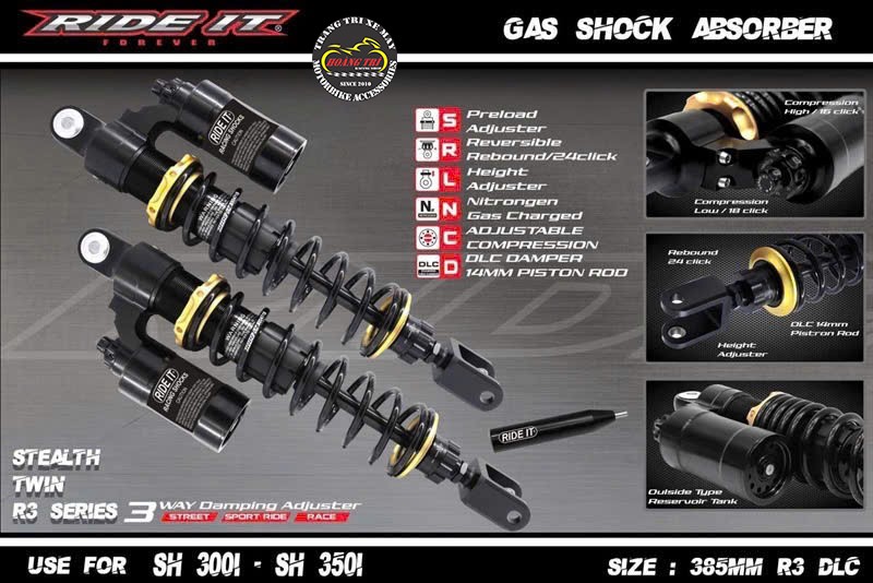 Phuộc sau bình dầu Ride it chính hãng dành cho SH 125/150/160/300/350