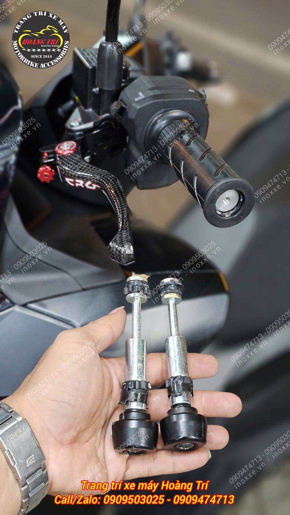 Gù inox chống rung tay lái xe máy