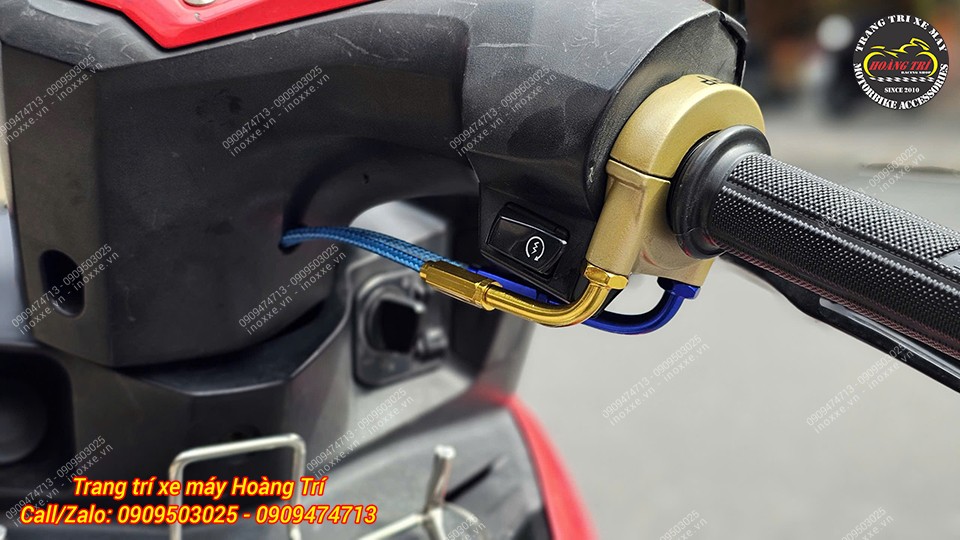 Cùm tăng tốc Domino chính hãng màu vàng đồng, dây ga dưới