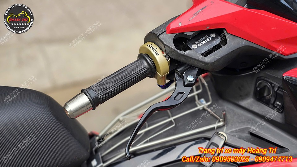 Cùm tăng tốc Domino chính hãng màu vàng đồng, dây ga dưới