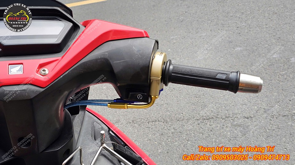 Cùm tăng tốc Domino chính hãng màu vàng đồng, dây ga dưới