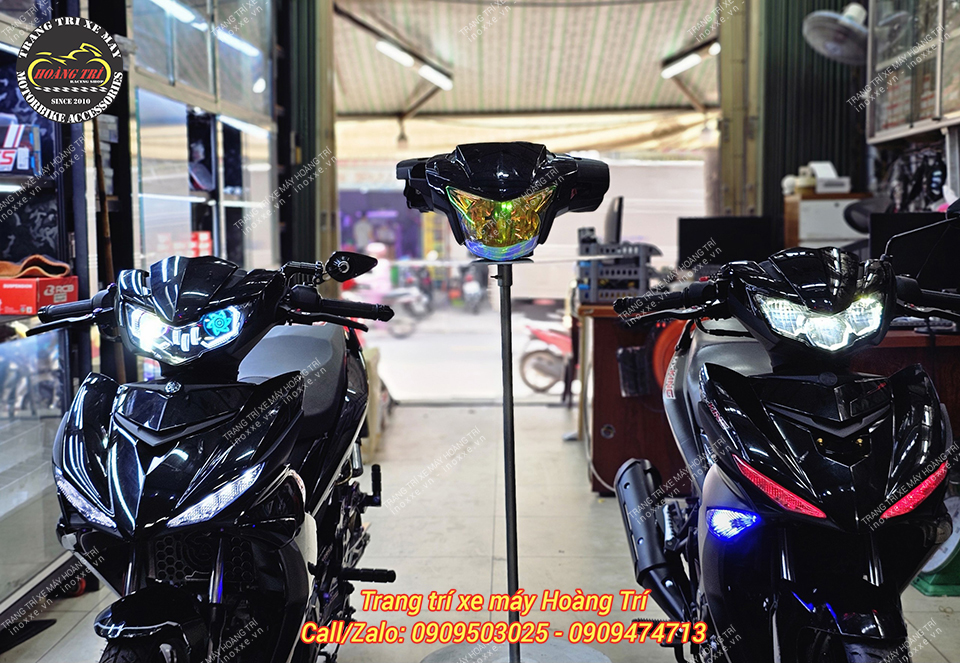 Trọn bộ đầu đèn và đồng hồ Exciter 2019 lắp cho Exciter 2015 hàng chính hãng Yamaha