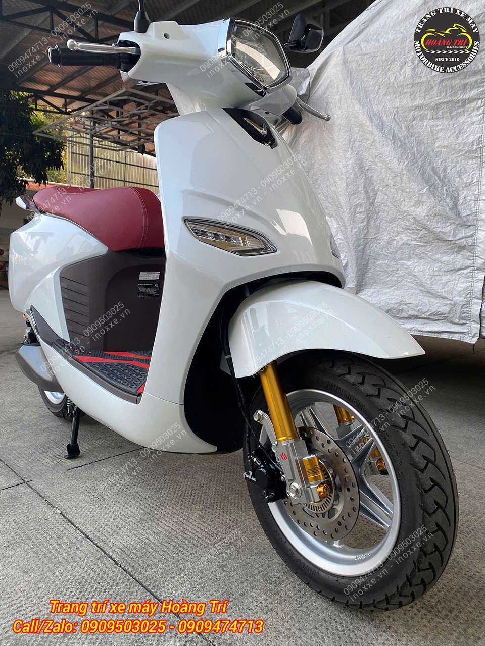 Phuộc trước Kingham độ cho xe máy điện Vento