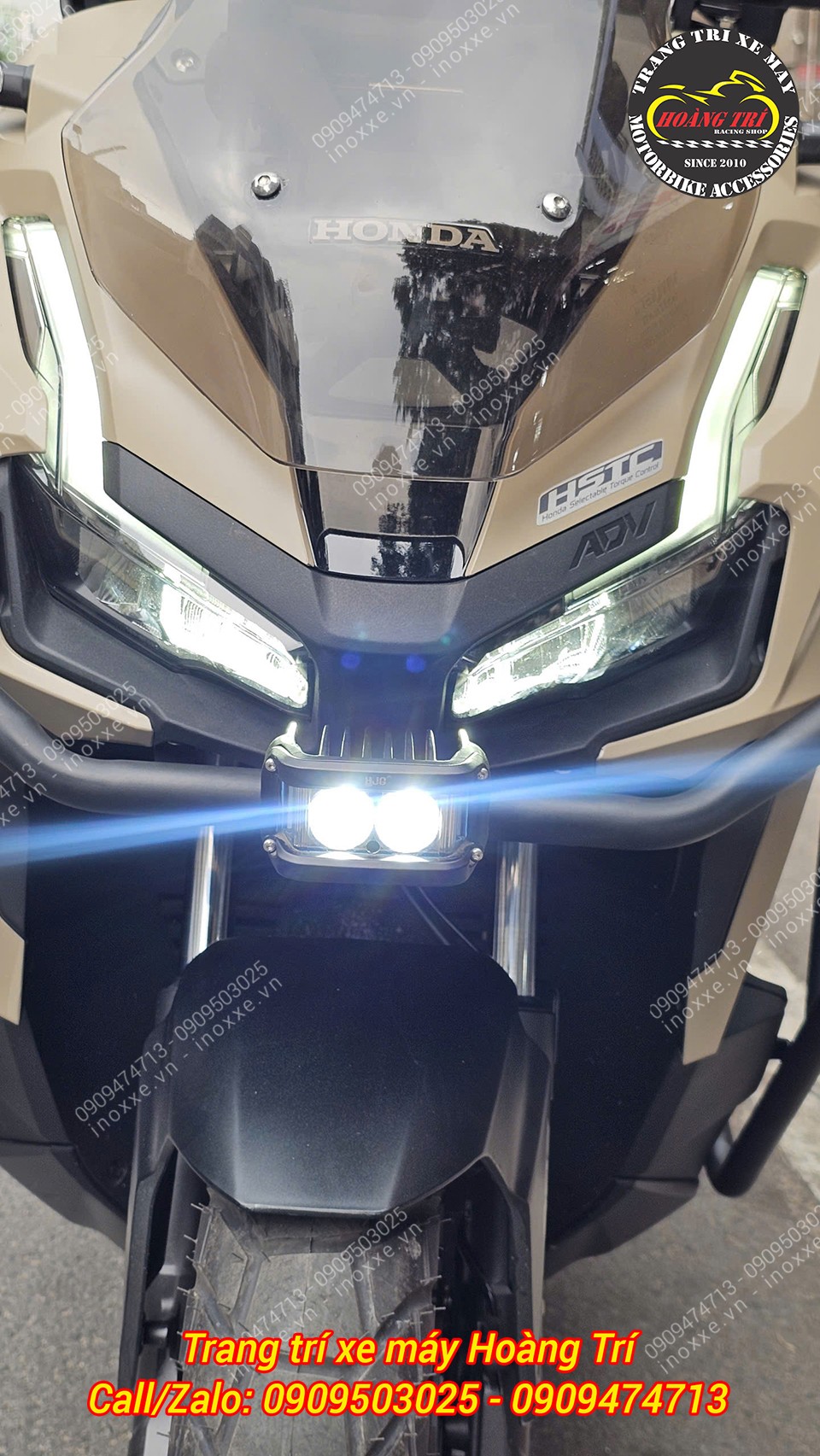 Pát inox và công tắc 2 nấc gắn ghi đông