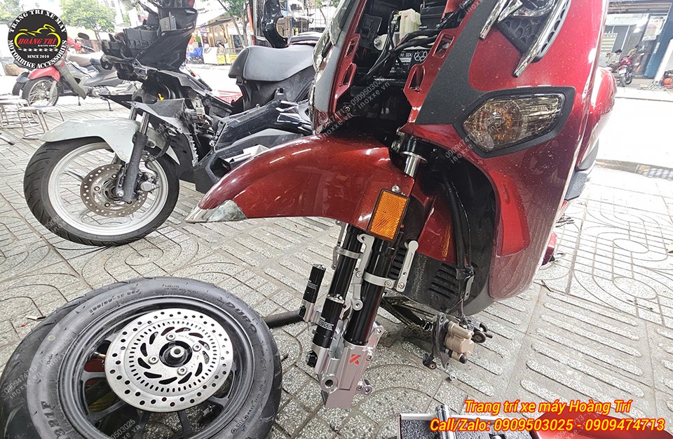 Phuộc trước Kingham nhôm CNC độ cho xe Giorno 125