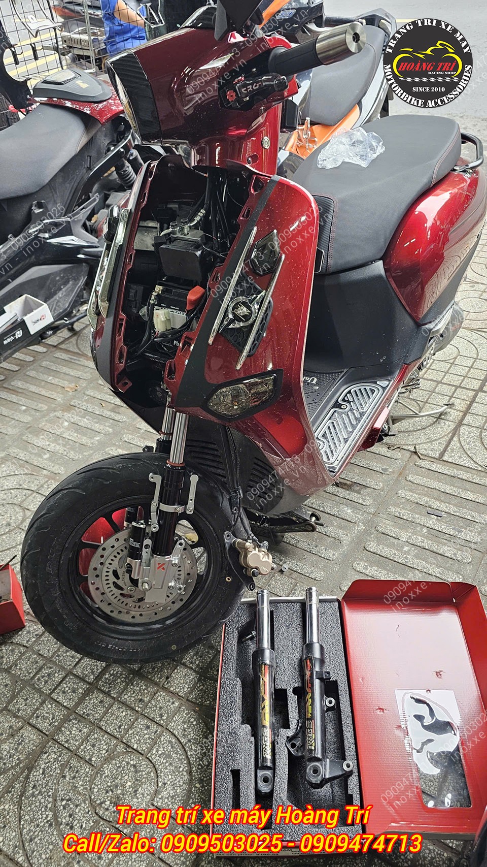 Phuộc trước Kingham nhôm CNC độ cho xe Giorno 125