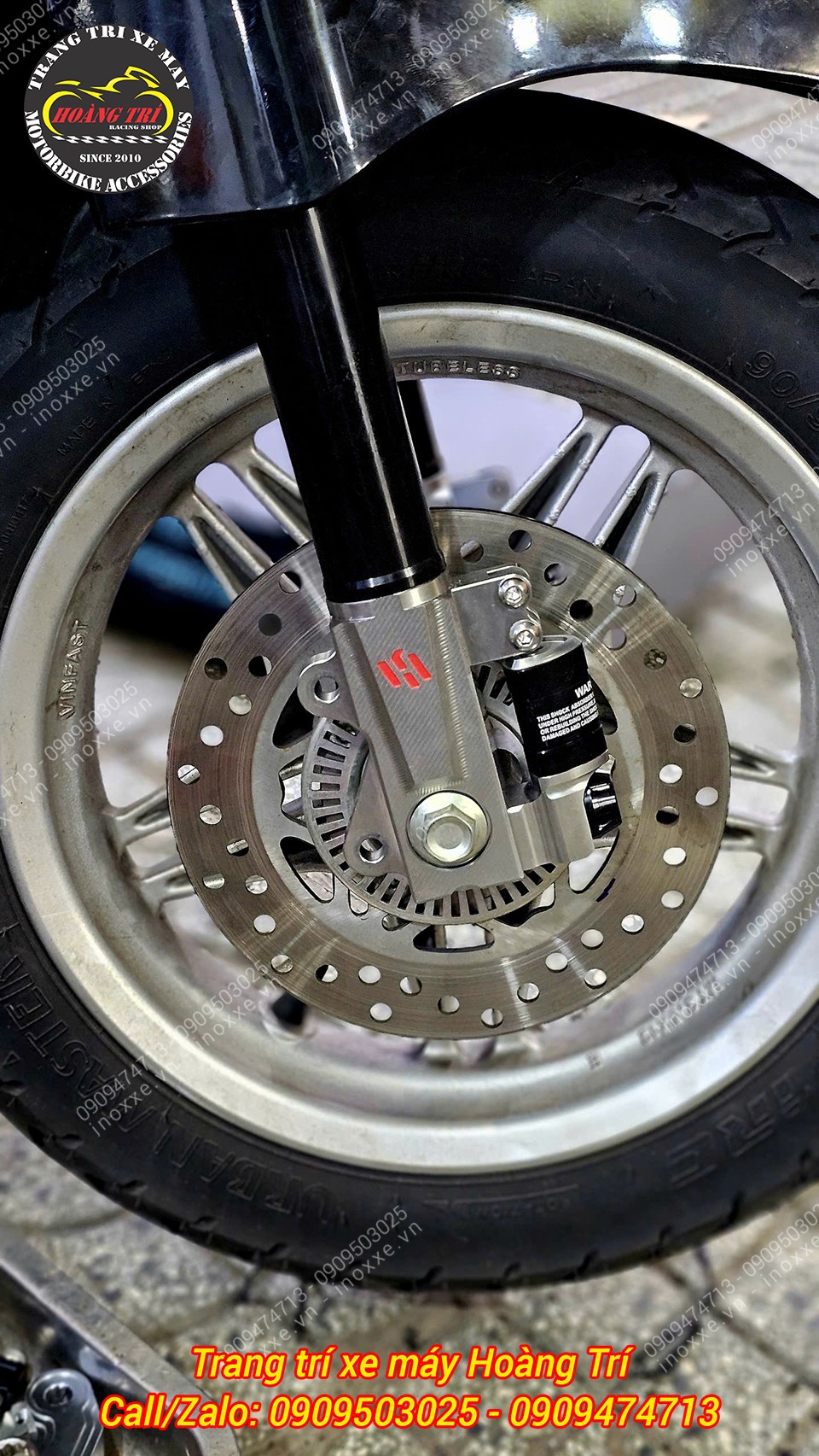 Phuộc trước Kingham độ cho xe máy điện Vento