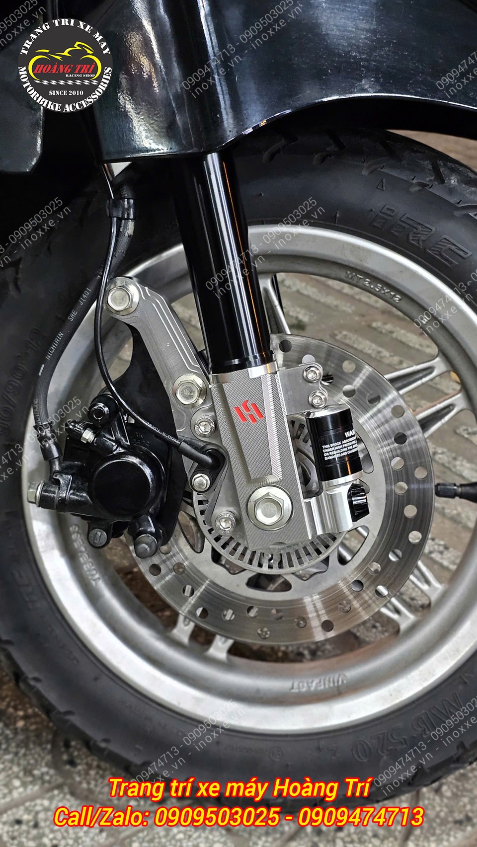 Phuộc trước Kingham độ cho xe máy điện Vento