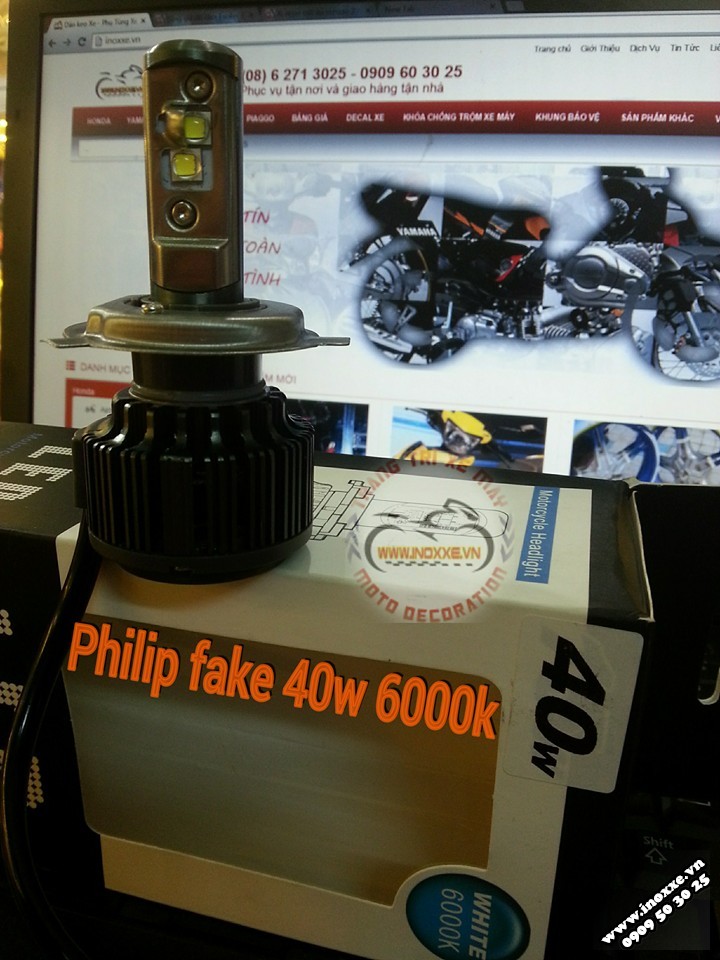 Đèn Philips fake 40w 6000k - Độ đèn xe máy