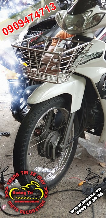 Rổ Inox Thái Lan gắn cho xe Yamaha Sirius
