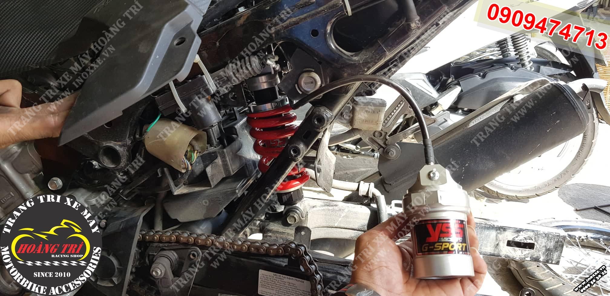 Quá trình tháo phuộc zin và lắp đặt phuộc bình dầu YSS G-Sport cho xe Honda Winner