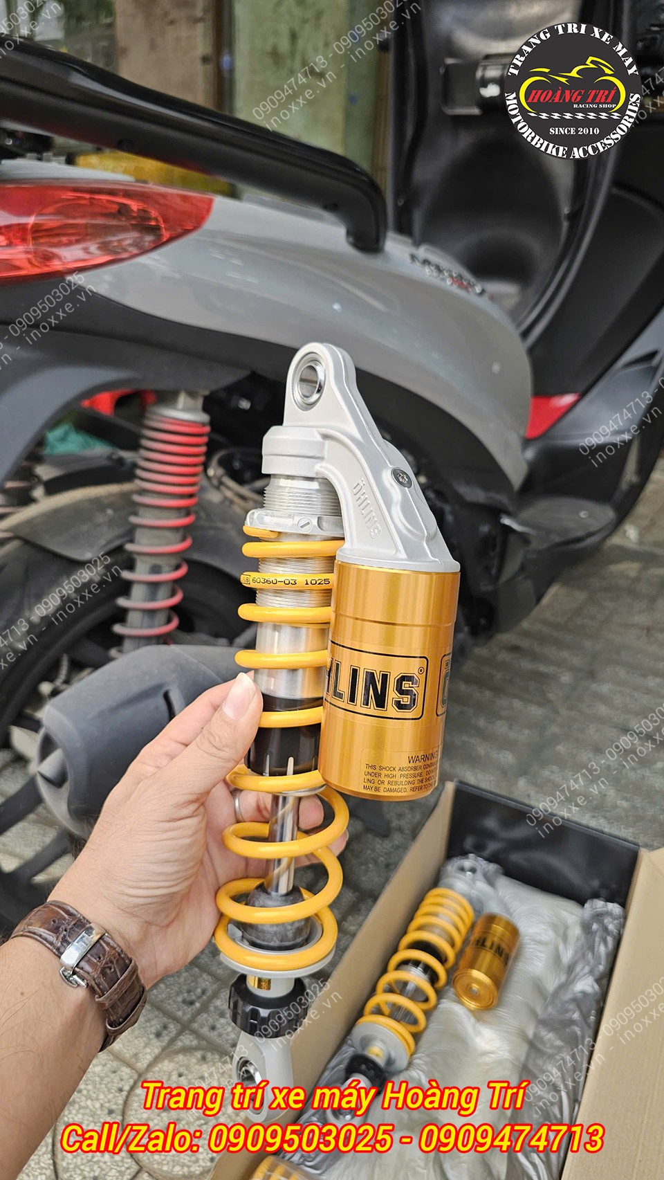 Phuộc Ohlins bình dầu chính hãng lắp cho xe Piaggio Medley